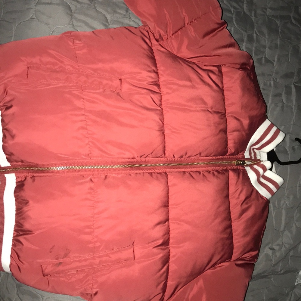 peach puffer jacket size small